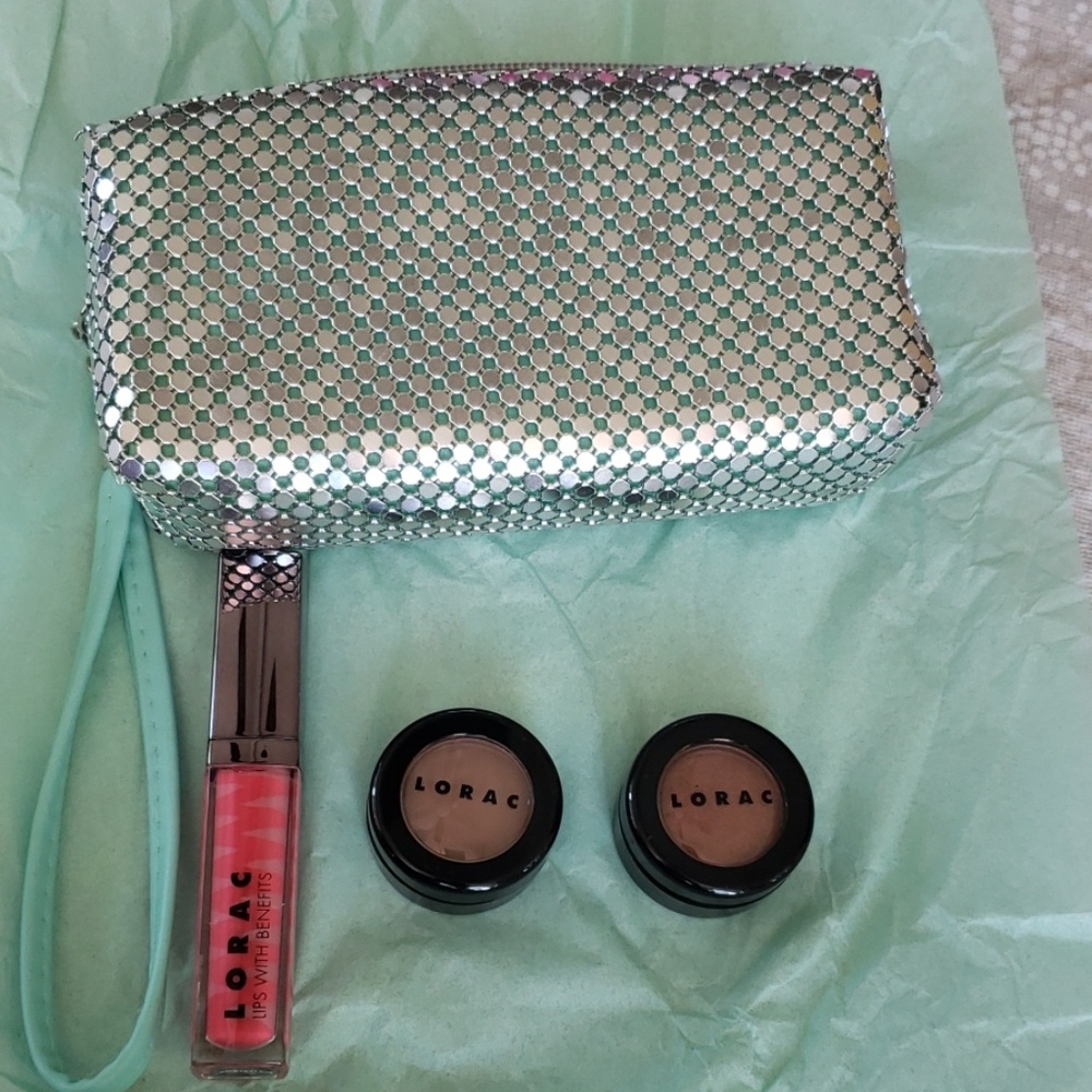 Lorac bundle lipgloss eyeshadow makeup bag